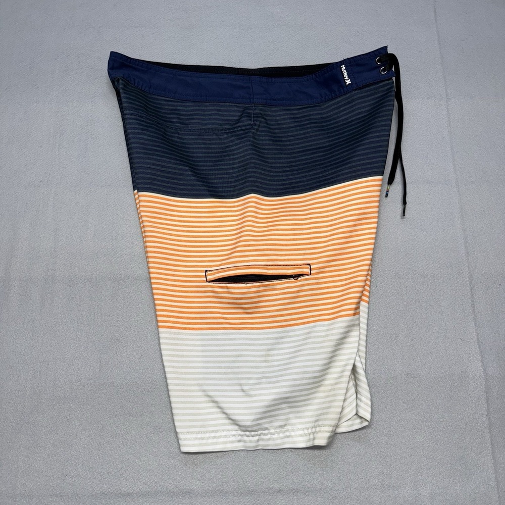 Hurley Phantom Board Shorts Mens 34 Blue Orange Striped Surf Swim‎ Trunks Beach - Picture 10 of 17
